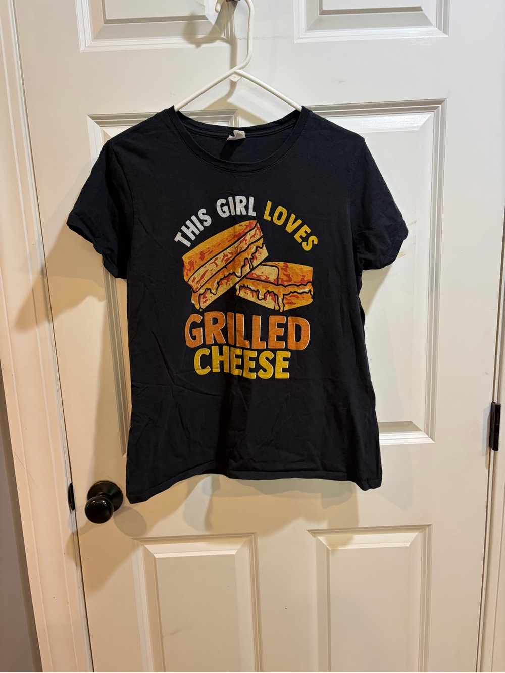 Black Graphic Tee "This Girl Loves Grilled Cheese"